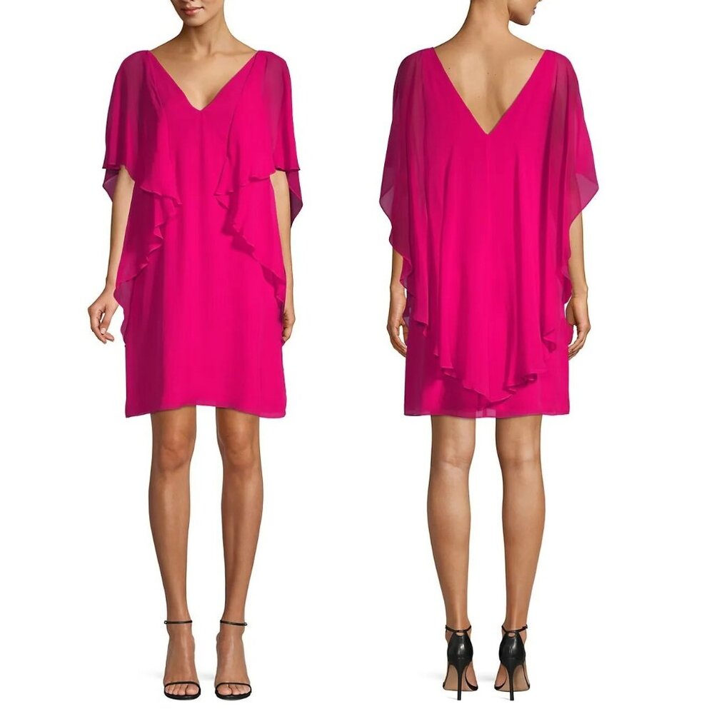 Trina Turk BUENA VISTA V-Neck Silk Shift Dress